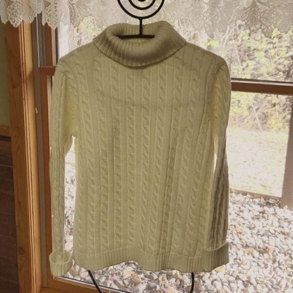 L.L. Bean Sz. XL White Knit Chunky Turtleneck Sweater - Picture 1 of 8